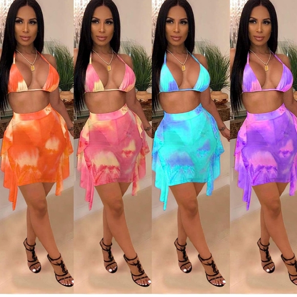 Pink and yellow tie dye 2 pc set - Picture 6 of 6